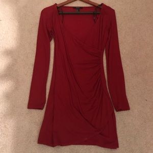 A red mini long sleeve dress